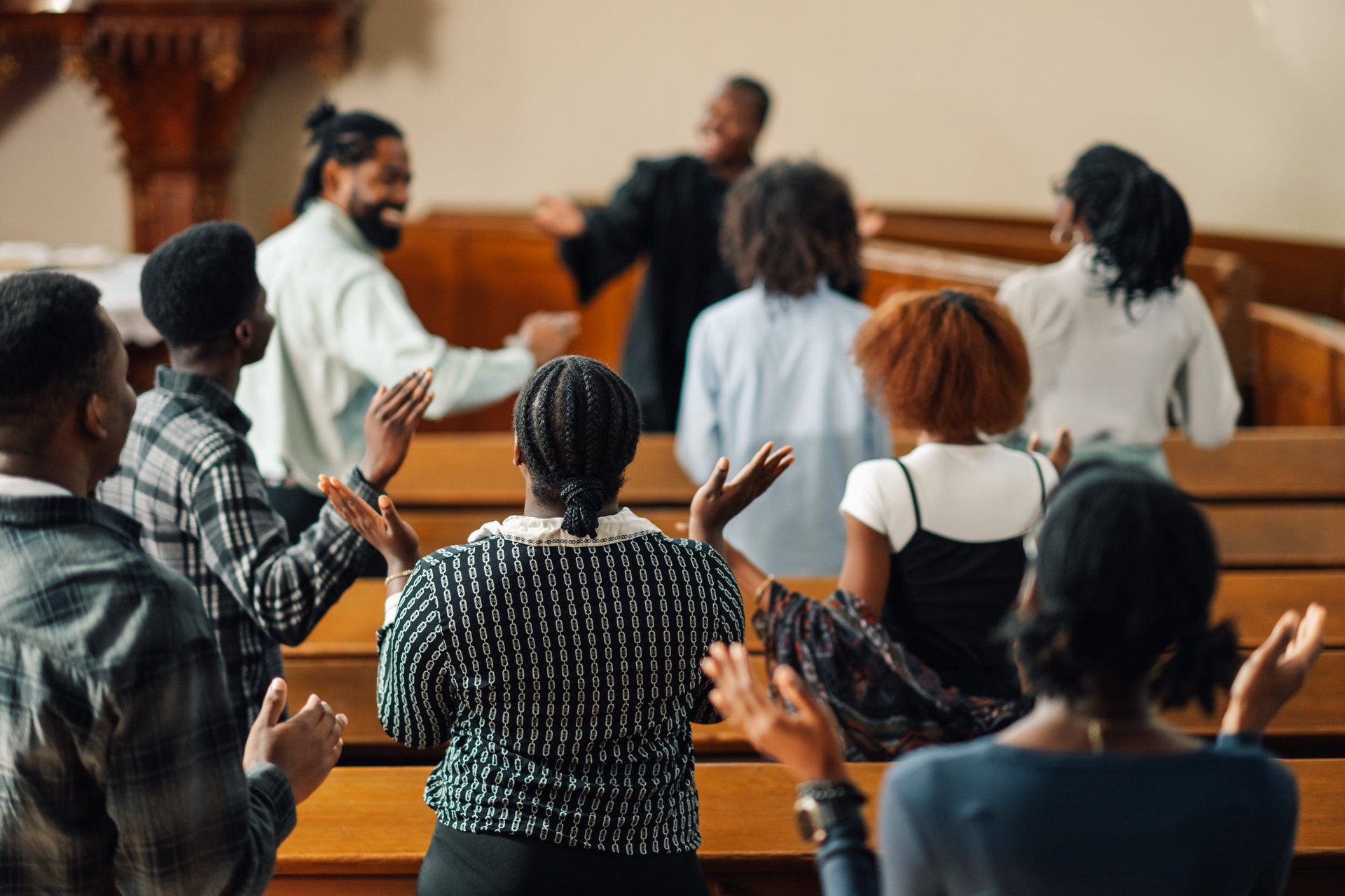Church community worshipping together